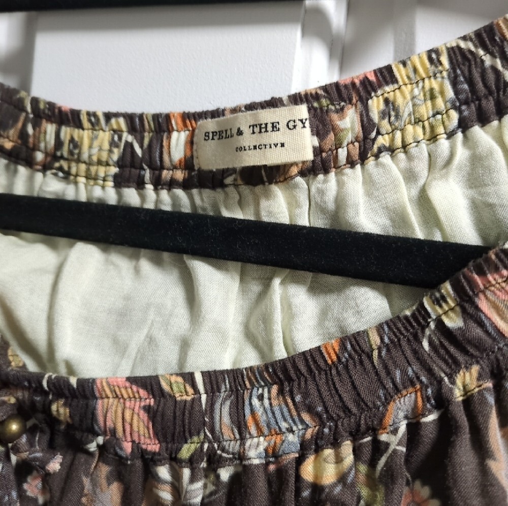 Spell & The Gypsy Bohemian Floral Tiered Brown Maxi Skirt - Picture 4 of 5